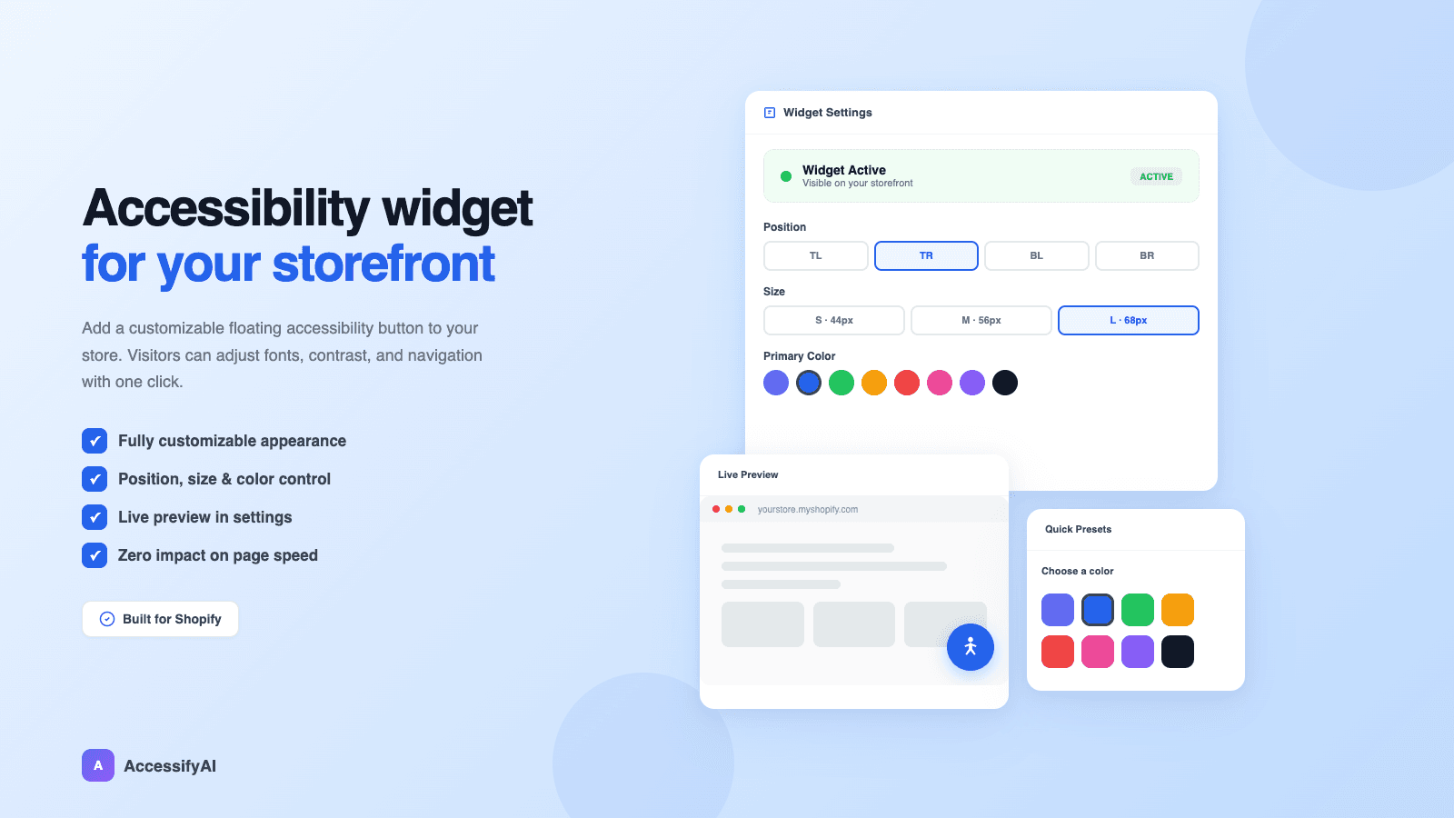 Zeitleiste der angewendeten Korrekturen in AccessifyAI, jede Korrektur verknüpft mit ihrer Shopify-Theme-Version.